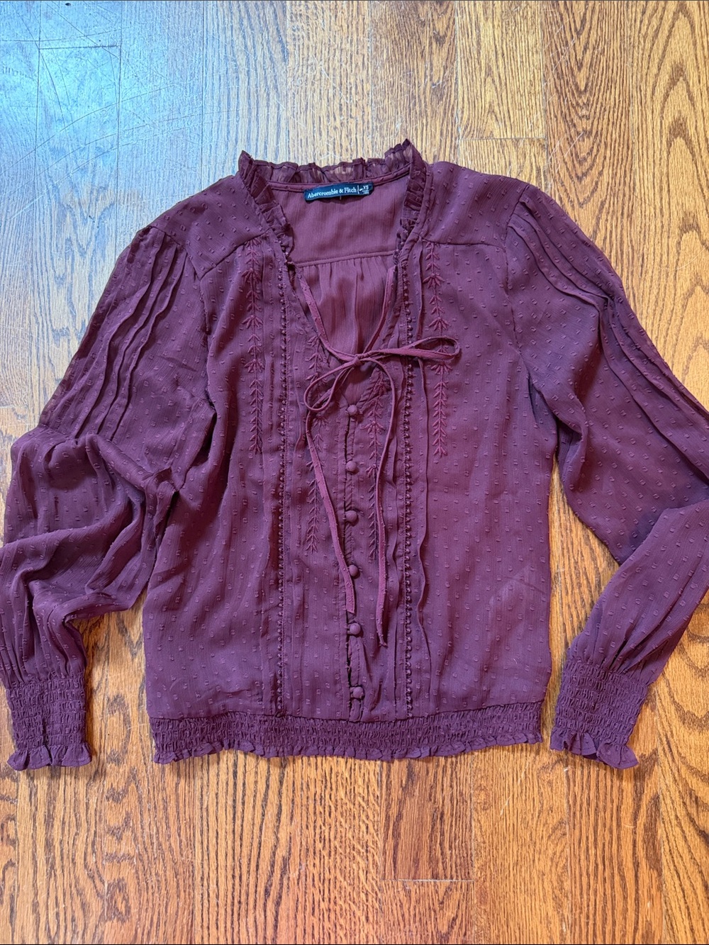 Abercrombie and Fitch Tie and button Front Swiss dot Blouse